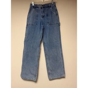 Simple Society Carpenter Jeans Light Wash Denim High Rise Wide Leg Pants 5‎ 27